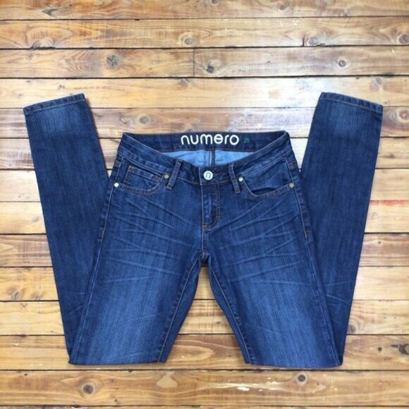 NUMERO jeans low rise skinny blue denim size 25 medium rise waist - Picture 11 of 11